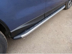 Пороги алюминиевые ТСС с накладкой серые для Subaru Forester № SUBFOR16-06 GR