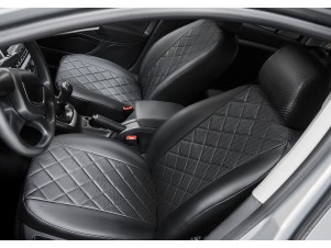 Чехлы Rival экокожа черные Ромб на спинку 40/60 на Comfort для Ford Focus 2 № SC.1803.2